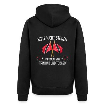 Ich Träume Von Trinidad Und Tobago - Unisex Premium Bio Zip Hoodie - Schwarz - Hinten - Nico (187cm)