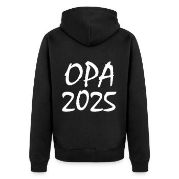 Opa 2025 - Unisex Premium Bio Zip Hoodie - Schwarz - Hinten - Nico (187cm)