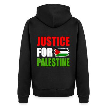 Justice for palestine - Unisex Premium Organic Zip Hoodie - black - Back - Nico (187cm)