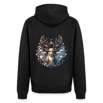 Winter Rentier Christmas Xmas Weihnachten - Unisex Premium Bio Zip Hoodie - Schwarz - Hinten - Nico (187cm)