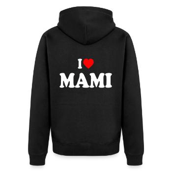 I love mami - Veste à capuche bio Premium Unisexe - noir - Dos - Nico (187cm)