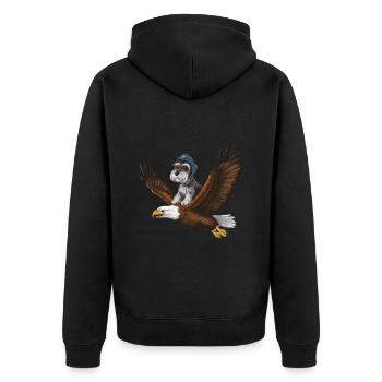 Miniature Schnauzer with majestic bald eagle - Unisex Premium Organic Zip Hoodie - black - Back - Nico (187cm)