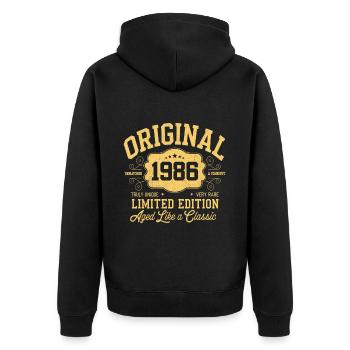 Original 1986 - Anniversaire 1986 Édition classique - Veste à capuche bio Premium Unisexe - noir - Dos - Nico (187cm)