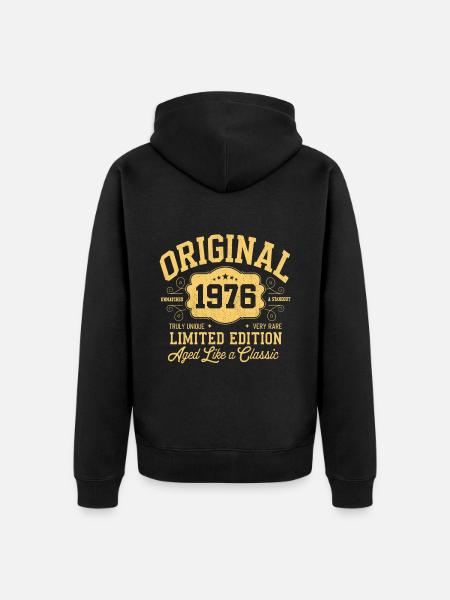 Original 1976 - Geburtstag 1976 Klassiker Edition - Unisex Premium Bio Zip Hoodie - Schwarz