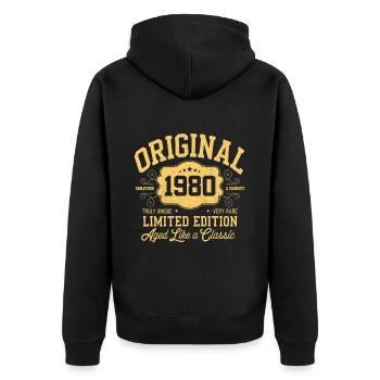 Original 1980 - Anniversaire 1980 Édition Classique - Veste à capuche bio Premium Unisexe - noir - Dos - Nico (187cm)