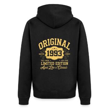 Original 1993 - Geburtstag 1993 Klassiker Edition - Unisex Premium Bio Zip Hoodie - Schwarz - Hinten - Nico (187cm)