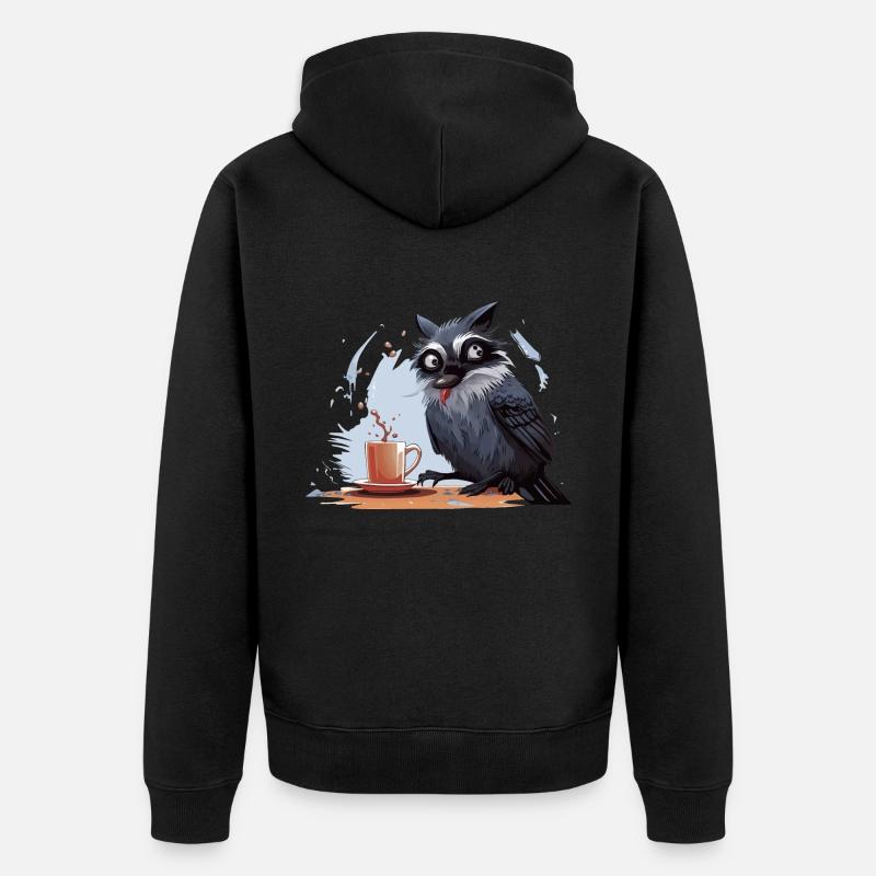 Der Koffein-Eindringling - Unisex Premium Bio Zip Hoodie - Schwarz