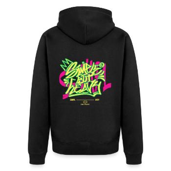 Streetwear Urban Graffiti - Unisex Premium Organic Zip Hoodie - black - Back - Nico (187cm)