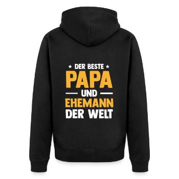 Bester Papa Und Ehemann Herrentag Vatertag - Unisex Premium Bio Zip Hoodie - Schwarz - Hinten - Nico (187cm)