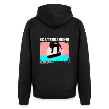 Skateboarding Skate Skater Skateboard Sk8 Vintage - Unisex Premium Bio Zip Hoodie - Schwarz - Hinten - Nico (187cm)