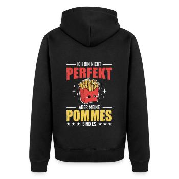 Pommes Fritten Pommes Liebhaber Fast Food - Unisex Premium Bio Zip Hoodie - Schwarz - Hinten - Nico (187cm)