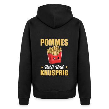 Pommes Kartoffeln Pommestüte Geschenk - Unisex Premium Bio Zip Hoodie - Schwarz - Hinten - Nico (187cm)