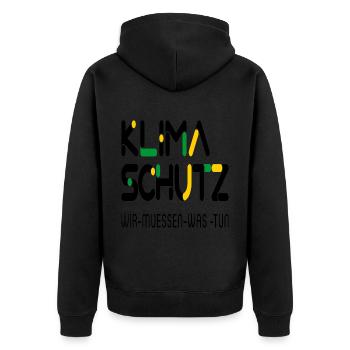 Klimaschutz - Unisex Premium Bio Zip Hoodie - Schwarz - Hinten - Nico (187cm)