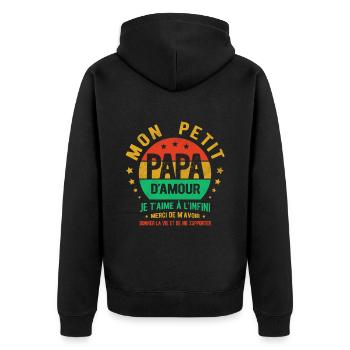 MON PETIT PAPA D'AMOUR JE T'AIME À L'INFINI - Veste à capuche bio Premium Unisexe - noir - Dos - Nico (187cm)