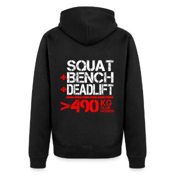 Dynamophilie 490 kg Membre du Club - Veste à capuche bio Premium Unisexe - noir - Dos - Nico (187cm)
