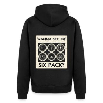 Airplane Pilot Fly Sixpack Cockpit I Gift - Unisex Premium Organic Zip Hoodie - black - Back - Nico (187cm)