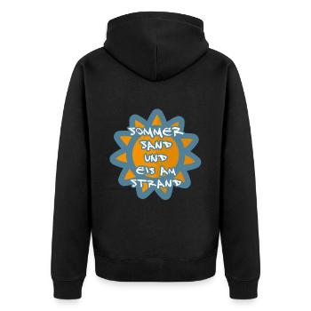 Sommer Sand Strand Eis SPruch - Unisex Premium Bio Zip Hoodie - Schwarz - Hinten - Nico (187cm)