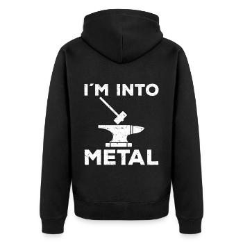 Blacksmith Gift | Profession Anvil Craft Forging - Unisex Premium Organic Zip Hoodie - black - Back - Nico (187cm)