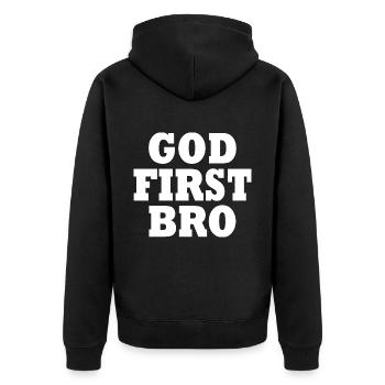 God first bro - Veste à capuche bio Premium Unisexe - noir - Dos - Nico (187cm)