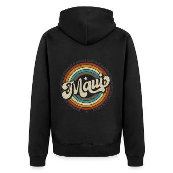 Maui Hawaii Surfen 70er Jahre Strand retro vintage - Unisex Premium Bio Zip Hoodie - Schwarz - Hinten - Nico (187cm)