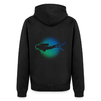 Tauchen Scuba Diver Diving Free Dive Diver - Unisex Premium Bio Zip Hoodie - Schwarz - Hinten - Nico (187cm)