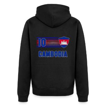 Équipe du Cambodge de football - Veste à capuche bio Premium Unisexe - noir - Dos - Nico (187cm)