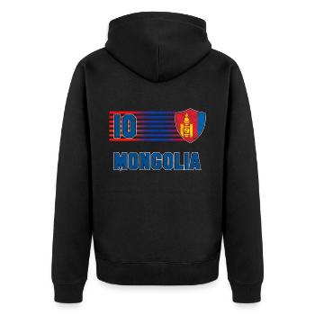 Mongolia Football Team - Unisex Premium Organic Zip Hoodie - black - Back - Nico (187cm)
