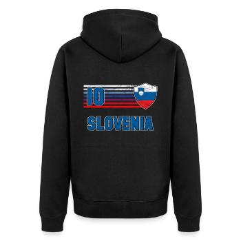 Slowenien Fußball Mannschaft - Unisex Premium Bio Zip Hoodie - Schwarz - Hinten - Nico (187cm)