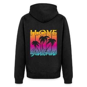 I love Santorini - Unisex Premium Organic Zip Hoodie - black - Back - Nico (187cm)