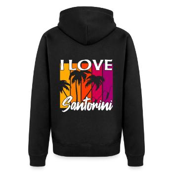 I love Santorini - Unisex Premium Organic Zip Hoodie - black - Back - Nico (187cm)