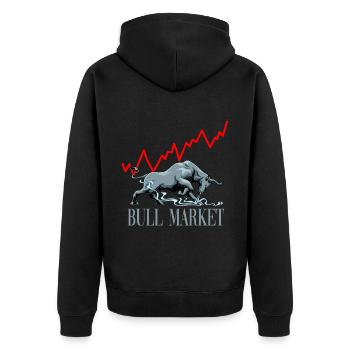 Bullen Markt Aktien Investieren Reichtum - Unisex Premium Bio Zip Hoodie - Schwarz - Hinten - Nico (187cm)
