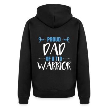 Proud Dad Of A T1D Warrior - Unisex Premium Organic Zip Hoodie - black - Back - Nico (187cm)