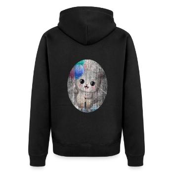 Ballons de chat manga doux japonais - Veste à capuche bio Premium Unisexe - noir - Dos - Nico (187cm)