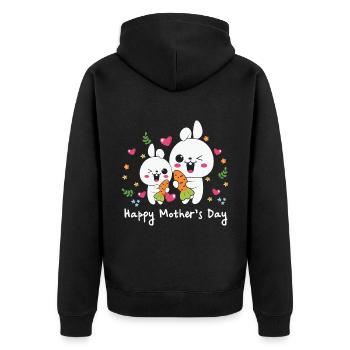 happy Mothersday - Unisex Premium Bio Zip Hoodie - Schwarz - Hinten - Nico (187cm)