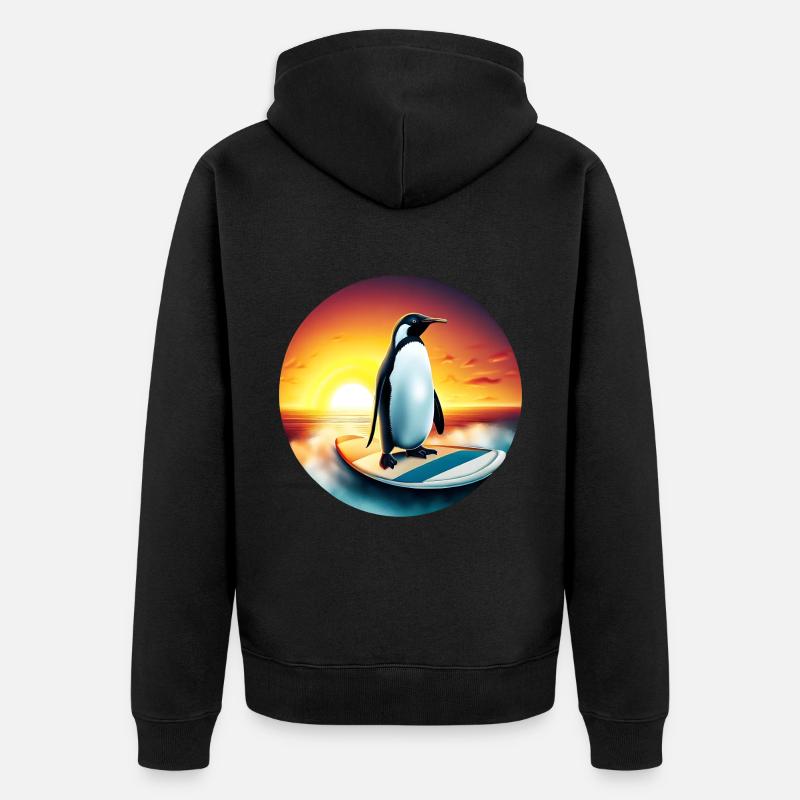 Penguin Surfer - Veste à capuche bio Premium Unisexe - noir
