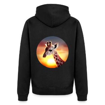 Young giraffe in sunset - Unisex Premium Organic Zip Hoodie - black - Back - Nico (187cm)