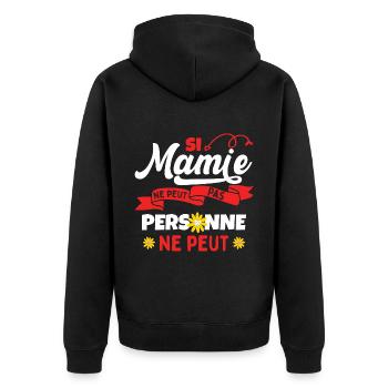 Grand Maman Mémère Mamie Cadeau - Veste à capuche bio Premium Unisexe - noir - Dos - Nico (187cm)