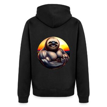 Muscular sloth in sunset - Unisex Premium Organic Zip Hoodie - black - Back - Nico (187cm)