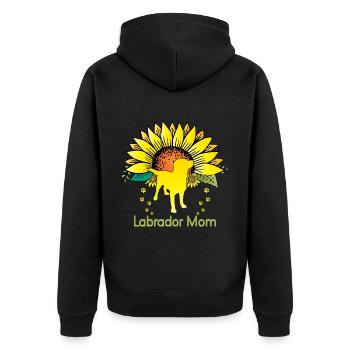 Labrador Mom Lustiger Spruch - Unisex Premium Bio Zip Hoodie - Schwarz - Hinten - Nico (187cm)