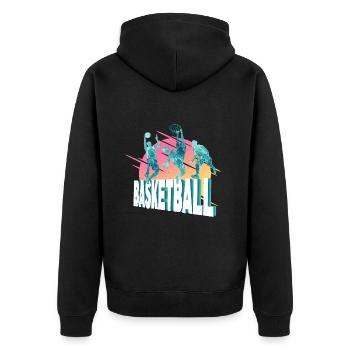 Basketball Basketballspieler Spieler Vintage Bunt - Unisex Premium Bio Zip Hoodie - Schwarz - Hinten - Nico (187cm)