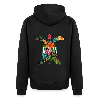 Hawaii Aloha Schildkröte Urlaub Geschenk Party - Unisex Premium Bio Zip Hoodie - Schwarz - Hinten - Nico (187cm)