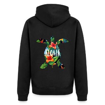 Hawaii Aloha Schildkröte Urlaub Geschenk Party - Unisex Premium Bio Zip Hoodie - Schwarz - Hinten - Nico (187cm)