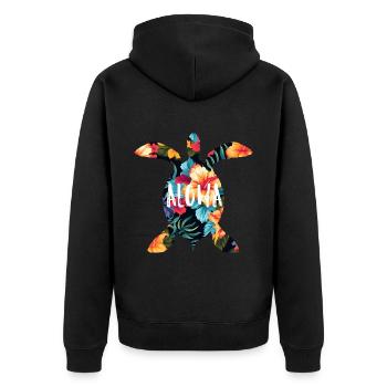 Hawaii Aloha Schildkröte Urlaub Geschenk Party - Unisex Premium Bio Zip Hoodie - Schwarz - Hinten - Nico (187cm)
