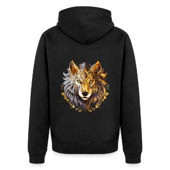 Wolf Wolf Head Gold Mystical Nature Wilderness Art - Veste à capuche bio Premium Unisexe - noir - Dos - Nico (187cm)