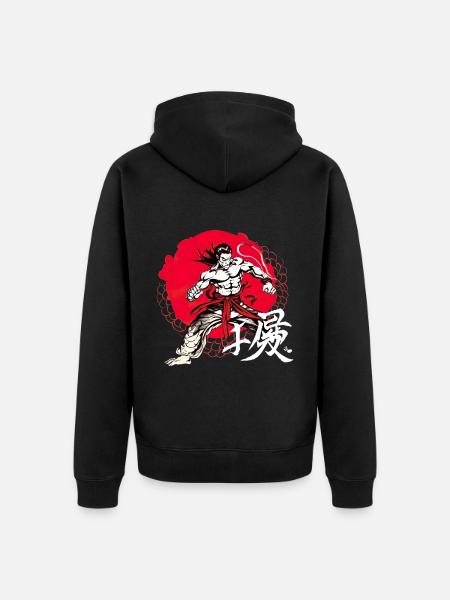 Japanischer Krieger Tradition Kampfkunst - Unisex Premium Bio Zip Hoodie - Schwarz