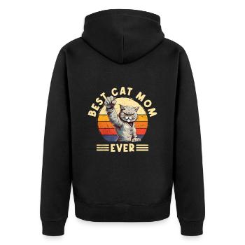 Katze Best Cat Mom Ever Katzenmama Lustig Spruch - Unisex Premium Bio Zip Hoodie - Schwarz - Hinten - Nico (187cm)