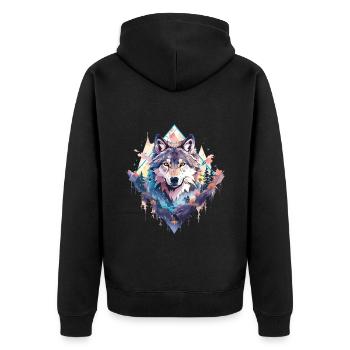 Wolf Wolf’s Head Nature Wilderness Adventure Art forestier - Veste à capuche bio Premium Unisexe - noir - Dos - Nico (187cm)