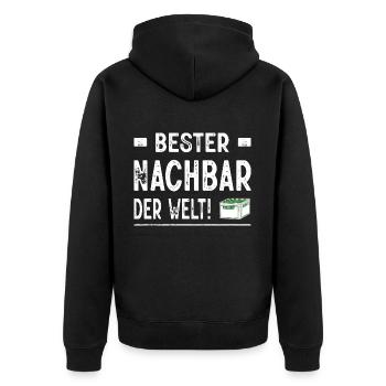 Bester Nachbar Der Welt Auf Gute Nachbarschaft - Unisex Premium Bio Zip Hoodie - Schwarz - Hinten - Nico (187cm)