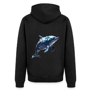 Geometric Style Dolphin - Unisex Premium Organic Zip Hoodie - black - Back - Nico (187cm)