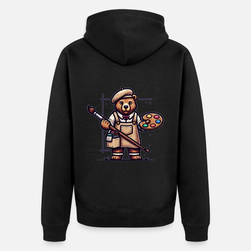 Artiste d’ours mignon - Veste à capuche bio Premium Unisexe - noir